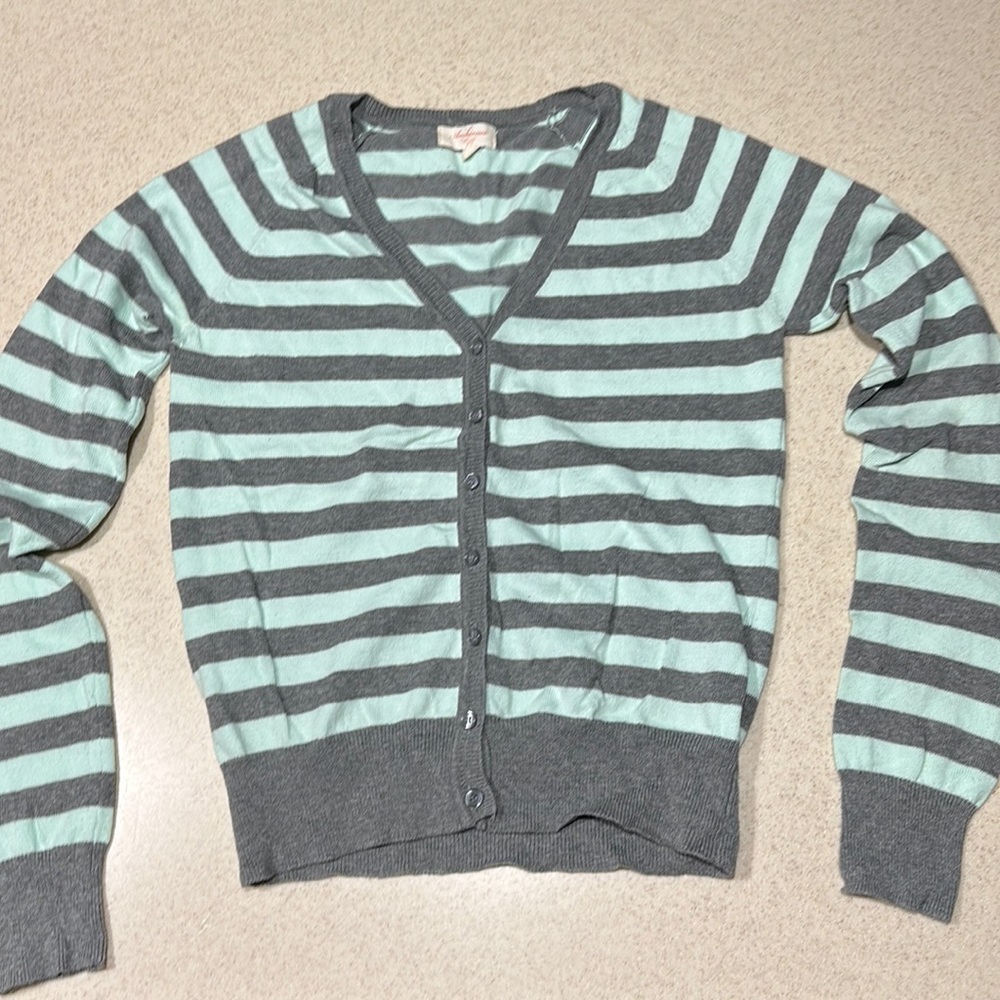 Mint and grey button up blouse